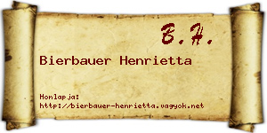 Bierbauer Henrietta névjegykártya